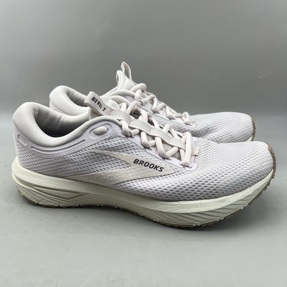 Brooks Revel 7 Running Shoes Women Size 9.5 B Pink White Comfort Cushion Sneaker